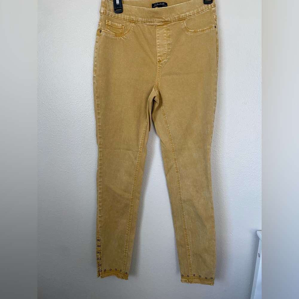 Charlies Mustard Studded Skinny Jeans Stretchy Jeggings